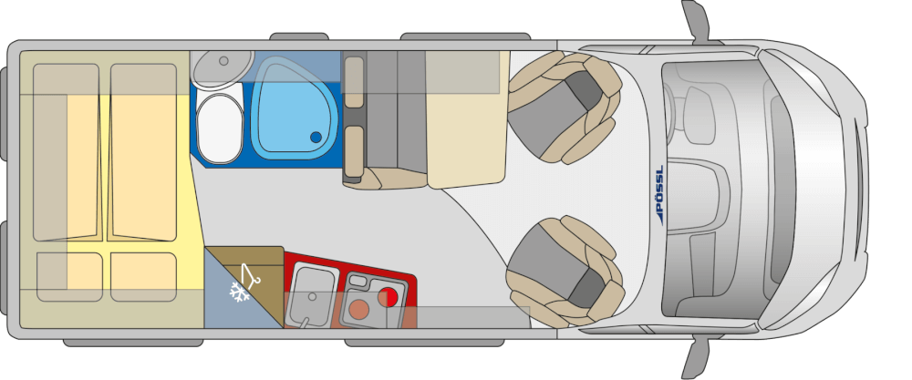 Pössl 2WIN Plus 600 (Fiat) Kastenwagen 2021 Grundriss