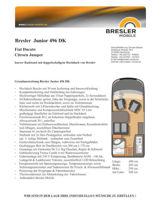 Bresler Junior 496 DK - Datenblatt Vorschau
