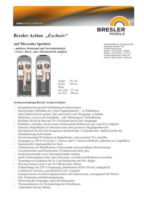 Bresler Action „Exclusiv“ - Datenblatt Vorschau