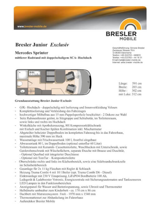 Bresler Junior Exclusiv - Datenblatt Vorschau