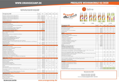 Orangecamp Teilintegriert Kastenwagen Preisliste 2020 Vorschau